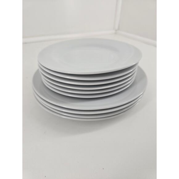 Simple Dining White Ceramic 10 pc Lot – 6 Salad Plates 6" + 4 Plates 8" - Picture 1 of 6